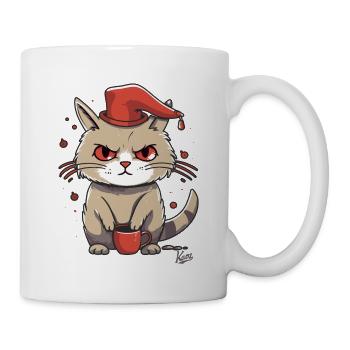 Kaffee Katze mit Hut: Die Morgenmuffel Mieze - Tasse - Weiß - Rechts