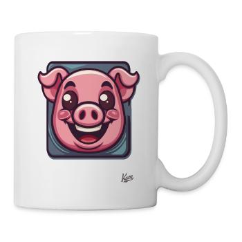 Mignon petit cochon de dessin animé dans le cadre - Mug blanc - blanc - Droite