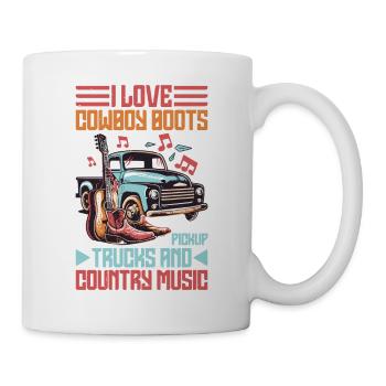 I Love Cowboy Boots Pickup Trucks, Country Music 2 - Tasse - Weiß - Rechts
