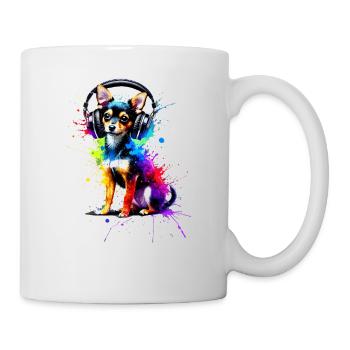 Splash Art Headphones Toy Fox Terrier American Toy - Mug - white - Right