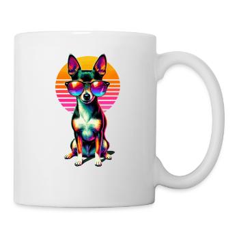 Lunettes de soleil rétro coucher de soleil jouet Fox Terrier Américain - Mug blanc - blanc - Droite