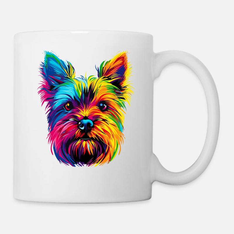 Yorkshire Terrier Bunte Farben Popart Hunde Yorkie - Tasse - Weiß