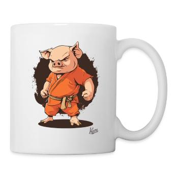 Orange Kung Fu Monk Pig - Mug - white - Right
