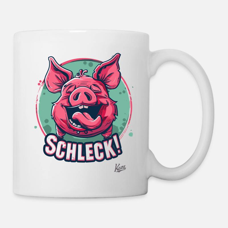 Lecker Essen und Trinken mit Schwein: Schleck! - Tasse - Weiß