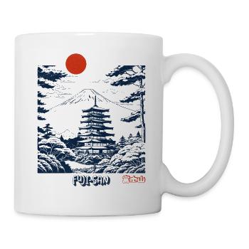 Fuji-San - Mount Fuji with temple Japan - Mug - white - Right