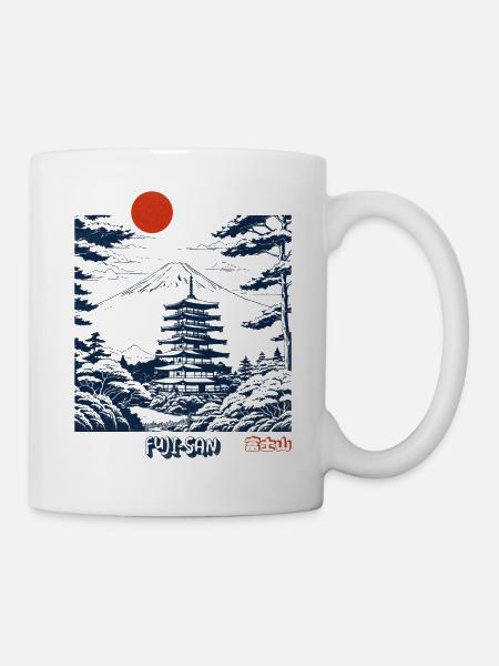 Fuji-San - Mount Fuji mit Tempel Japan - Tasse - Weiß