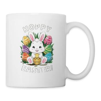 Frohe Ostern Hase Osterei Hoppy Easter - Tasse - Weiß - Rechts