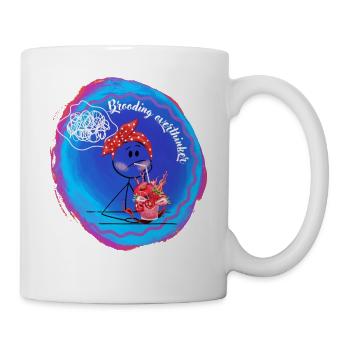 Grübelnder Überdenker mit Saftglas - Tasse - Weiß - Rechts