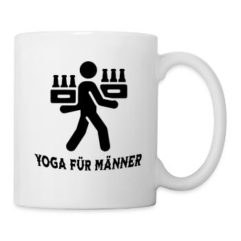 Yoga Für Männer Lustiges Motiv Bier Mann T-Shirt - Tasse - Weiß - Rechts
