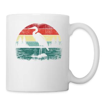 Héron rétro - Mug blanc - blanc - Droite
