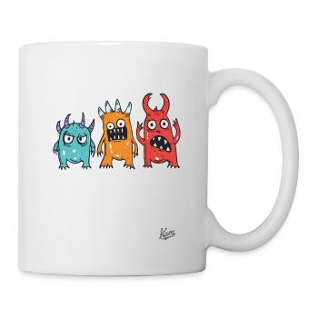 funny cute little crazy monsters - Mug - white - Right