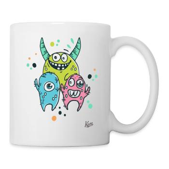 Kleine bunte Monster-Freunde - Tasse - Weiß - Rechts