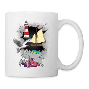 Bunny Sailor Valise Voyage Croisière Bateau Seagull - Mug blanc - blanc - Droite
