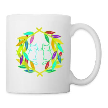 Retro Katze Katzen 80er 90er Vintage - Tasse - Weiß - Rechts