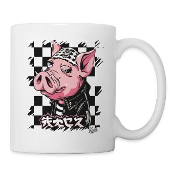 Japanese rocker: Bosozoku pig - Mug - white - Right