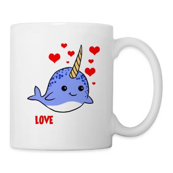 J’aime Narvals Coeurs Licorne De La Mer Mignon - Mug blanc - blanc - Droite