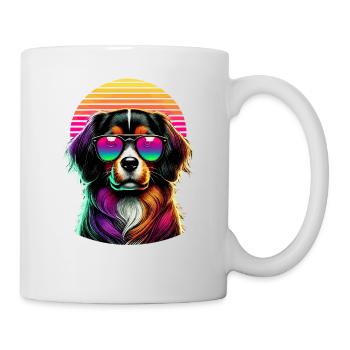 Lunettes de soleil rétro coucher de soleil Petit Münsterländer - Mug blanc - blanc - Droite