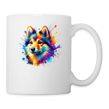 Éclaboussure colorée art suédois Vallhund Västgötaspets - Mug blanc - blanc - Droite