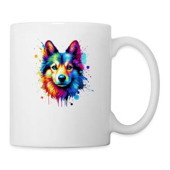Éclaboussure colorée art suédois Vallhund Västgötaspets - Mug blanc - blanc - Droite