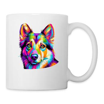 Pop Art Coloré Suédois Vallhund Västgötaspets - Mug blanc - blanc - Droite
