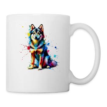 Éclaboussure colorée art suédois Vallhund Västgötaspets - Mug blanc - blanc - Droite