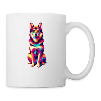 Pop Art Coloré Suédois Vallhund Västgötaspets - Mug blanc - blanc - Droite