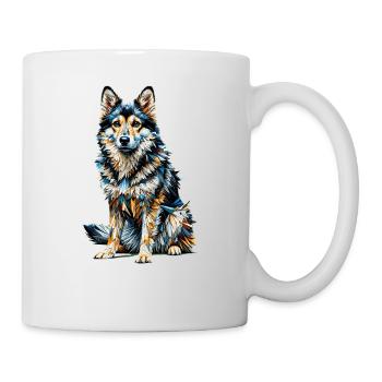 Polygon Art Swedish Vallhund Västgötaspets - Mug - white - Right