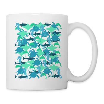 Ocean Camouflage – marine life in camouflage style - Mug - white - Right