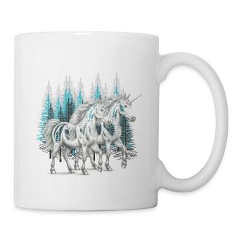 Wald Einhörner Einhorn mystisch Pferd Pferde - Tasse - Weiß - Rechts