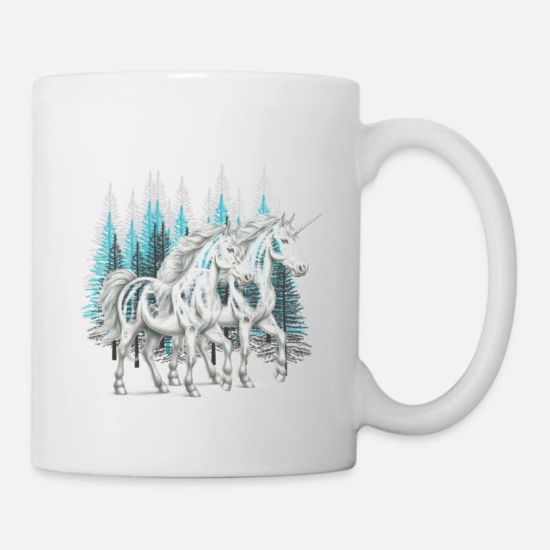 Wald Einhörner Einhorn mystisch Pferd Pferde - Tasse - Weiß