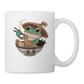 Lustiger Frosch isst Nudeln für einen Nudel Fan - Tasse - Weiß - Rechts
