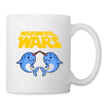 Narwhal Wars Funny Two Cute Deep Sea Creature Pun - Mug - white - Right