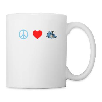 Frieden Liebe Narwale T-Shirt - Lustige Meereslebewesen Fische - Tasse - Weiß - Rechts