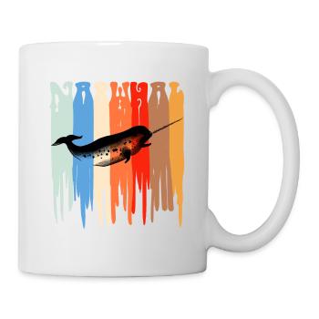 Retro Narwal Spaß Einhorn Des Meeres Fisch Jahrgang - Tasse - Weiß - Rechts