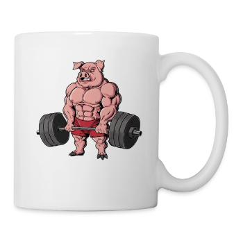 Schwein Gewichtheben Fitness-Studio - Tasse - Weiß - Rechts