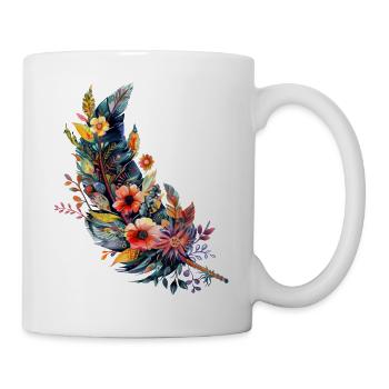 Feather studded with flowers - Mug - white - Right