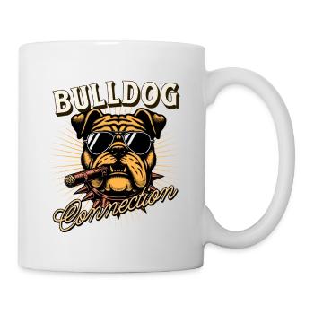 Bulldog Connection, Bulldogge, Hundemotiv - Tasse - Weiß - Rechts