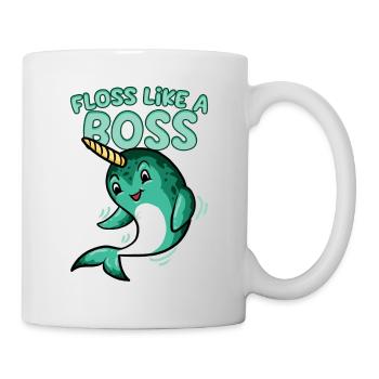 Floss Like A Bossy T-Shirt Flossing Dance Narwhal - Mug blanc - blanc - Droite