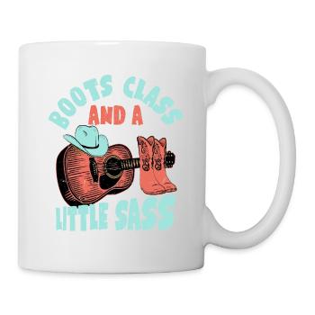 Des bottes, de la classe et un peu d’audace dans le pays de l’Ouest Mu - Mug blanc - blanc - Droite