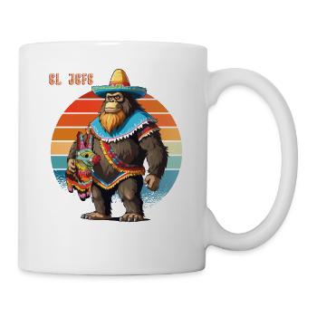 Funny Mexican Bigfoot EL JEFE Sombrero Vintage - Mug - white - Right