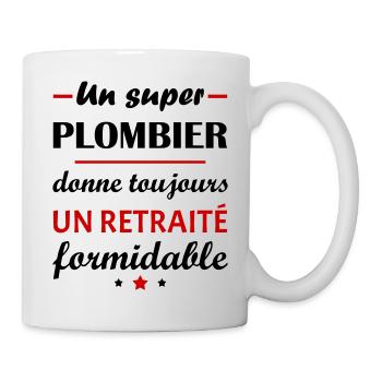 Un super plombier, retraité, cadeau retraite - Mug blanc - blanc - Droite