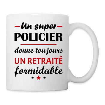 Un super policier, retraité, cadeau retraite - Mug blanc - blanc - Droite
