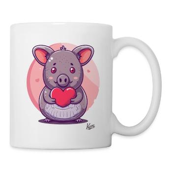 süßes Chinchilla Schwein mit Herz und Liebe - Tasse - Weiß - Rechts