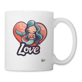 little mermaid with a heart for love - Mug - white - Right