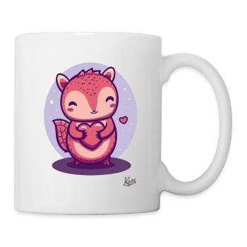 cute squirrel with heart and love - Mug - white - Right