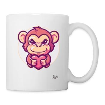 Süßer Affe mit Herz und Liebe - Tasse - Weiß - Rechts