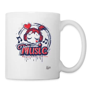 kawaii cute girl with headphones and music - Mug - white - Right