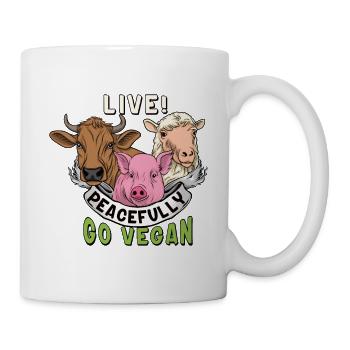Vivre paisiblement Devenir végétalien Les animaux adorent - Mug blanc - blanc - Droite