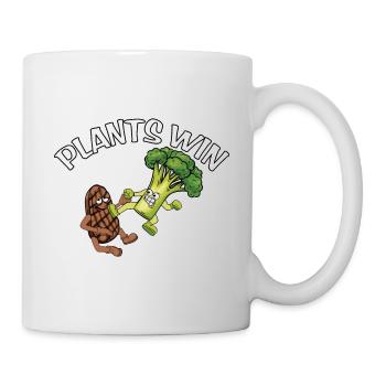Plants Win fun vegan motif - Mug - white - Right