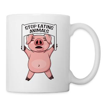 Stop eating Animals Schwein Protest - Tasse - Weiß - Rechts
